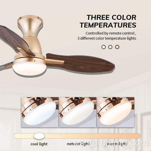 Ventilador de techo de madera maciza con luz